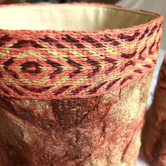Wild Silk Shibori Baskets - Turtle Pattern - Egyptian Red