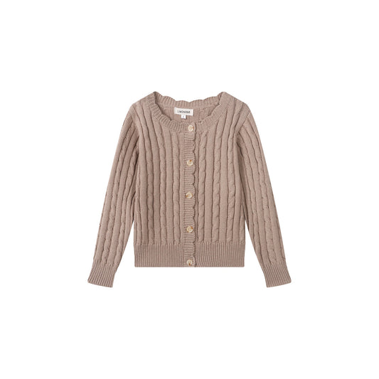 Oatmeal Girls Cardigan - 90% Cotton
