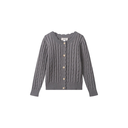 Grey Girls Cardigan - 90% Cotton