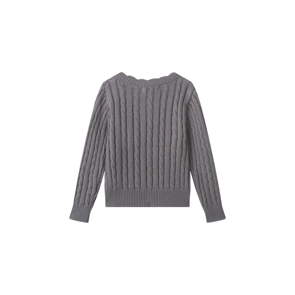 Grey Girls Cardigan - 90% Cotton
