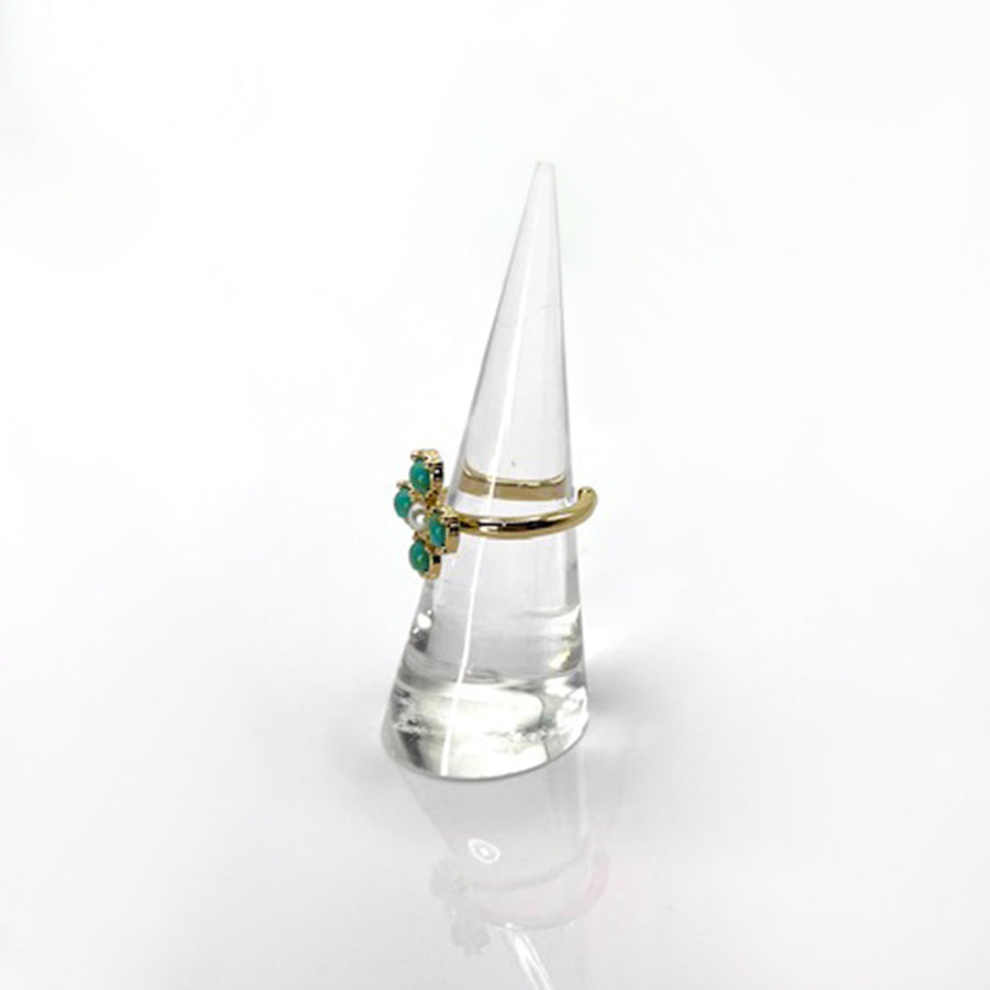 Turquoise Pearl Glory Cross Ring