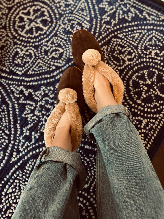 Suede Slipper Boots in Chestnut - The Peony Haus