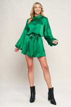 CELEBRATION TIME WOVEN SATIN ROMPER - 97% Cotton