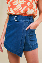 AZURE ELEGANCE DENIM SKORT - 99% Cotton