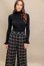 LATTE SUNDAY WOVEN PLAID PANTS