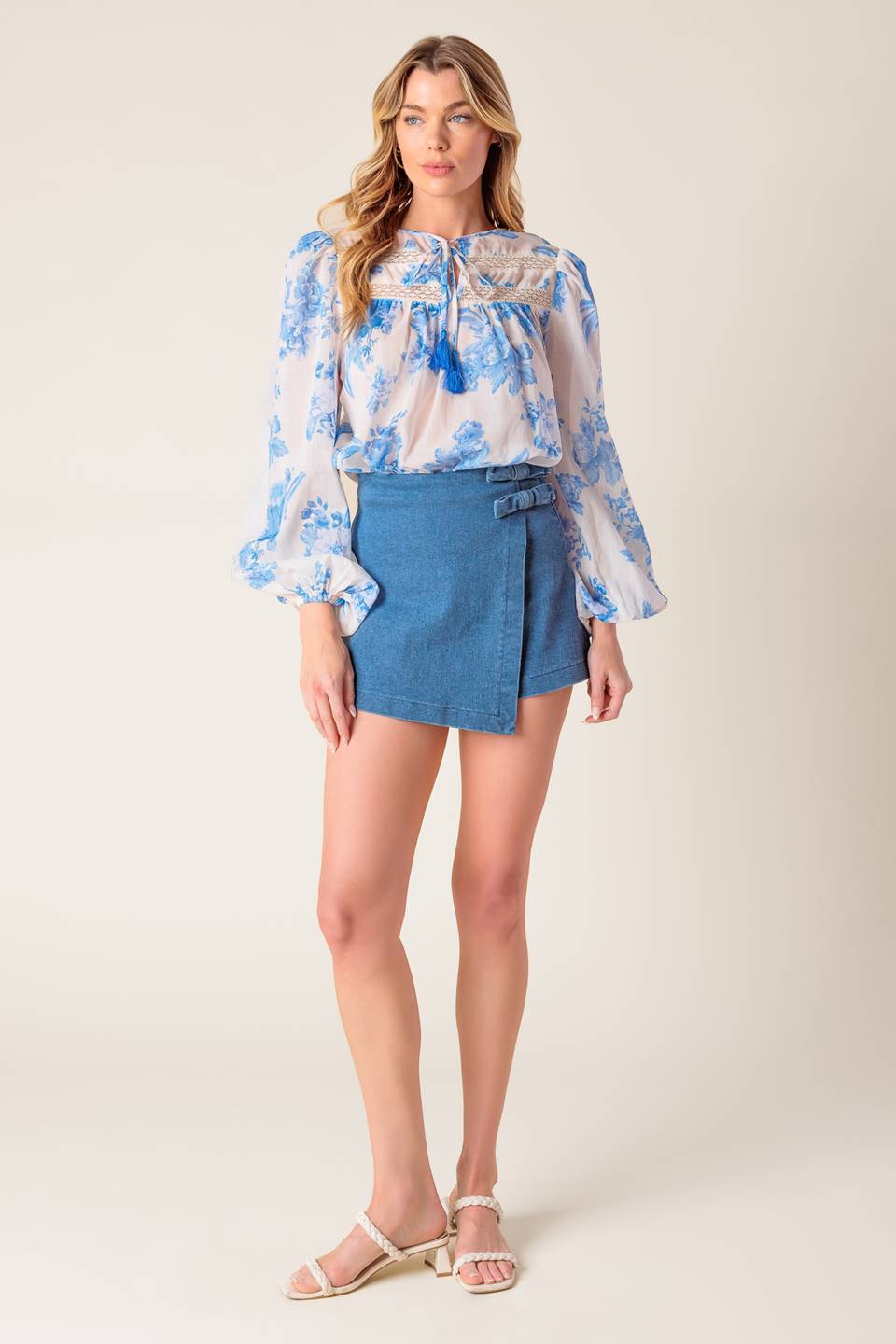 DISTANT ECHOES DENIM SKORT - 90% Cotton