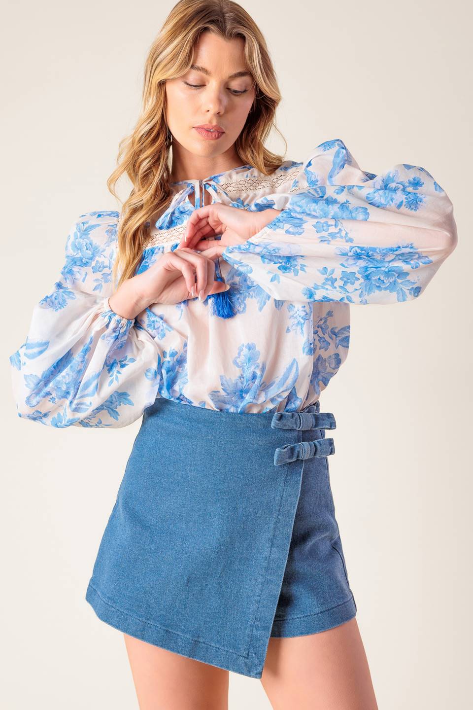 DISTANT ECHOES DENIM SKORT - 90% Cotton