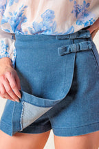 DISTANT ECHOES DENIM SKORT - 90% Cotton