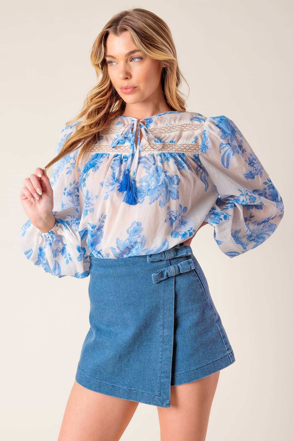 DISTANT ECHOES DENIM SKORT - 90% Cotton