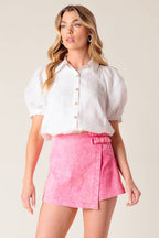 URBAN LEGEND PINK ACID WOVEN SKORT - 97% Cotton