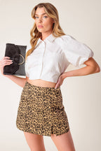 CHASING JOY TAUPE WOVEN SKORT - 98% Cotton