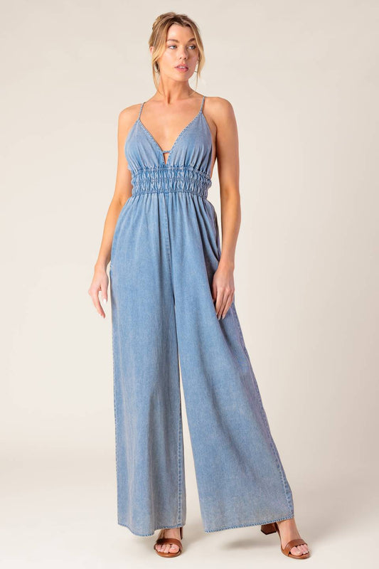 CAN'T CONVINCE ME ACID BLUE DENIM JUMPSUIT