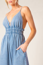 CAN'T CONVINCE ME ACID BLUE DENIM JUMPSUIT