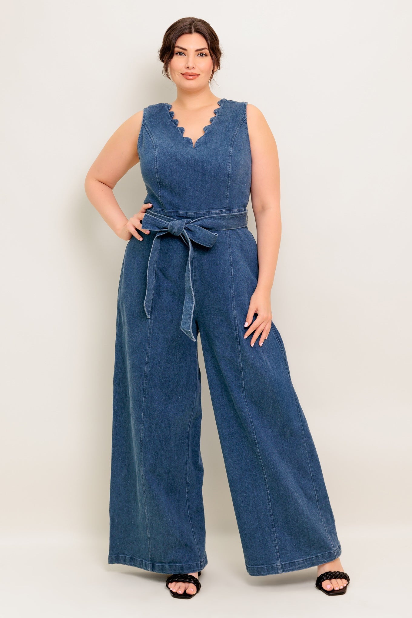 WHERE THE NIGHT MEDIUM INDIGO DENIM JUMPSUIT - 99% Cotton
