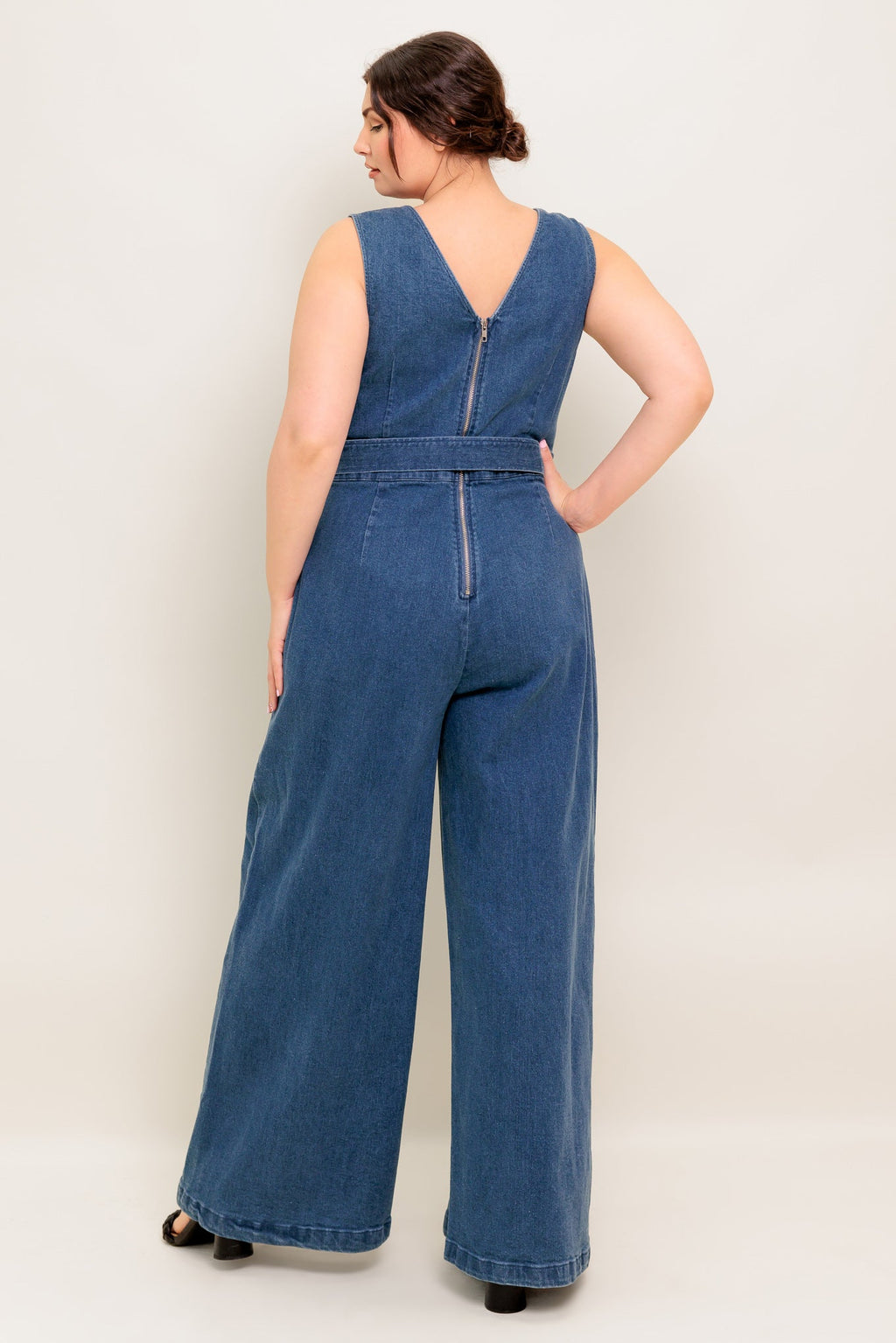 WHERE THE NIGHT MEDIUM INDIGO DENIM JUMPSUIT - 99% Cotton