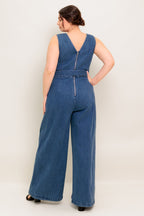 WHERE THE NIGHT MEDIUM INDIGO DENIM JUMPSUIT - 99% Cotton