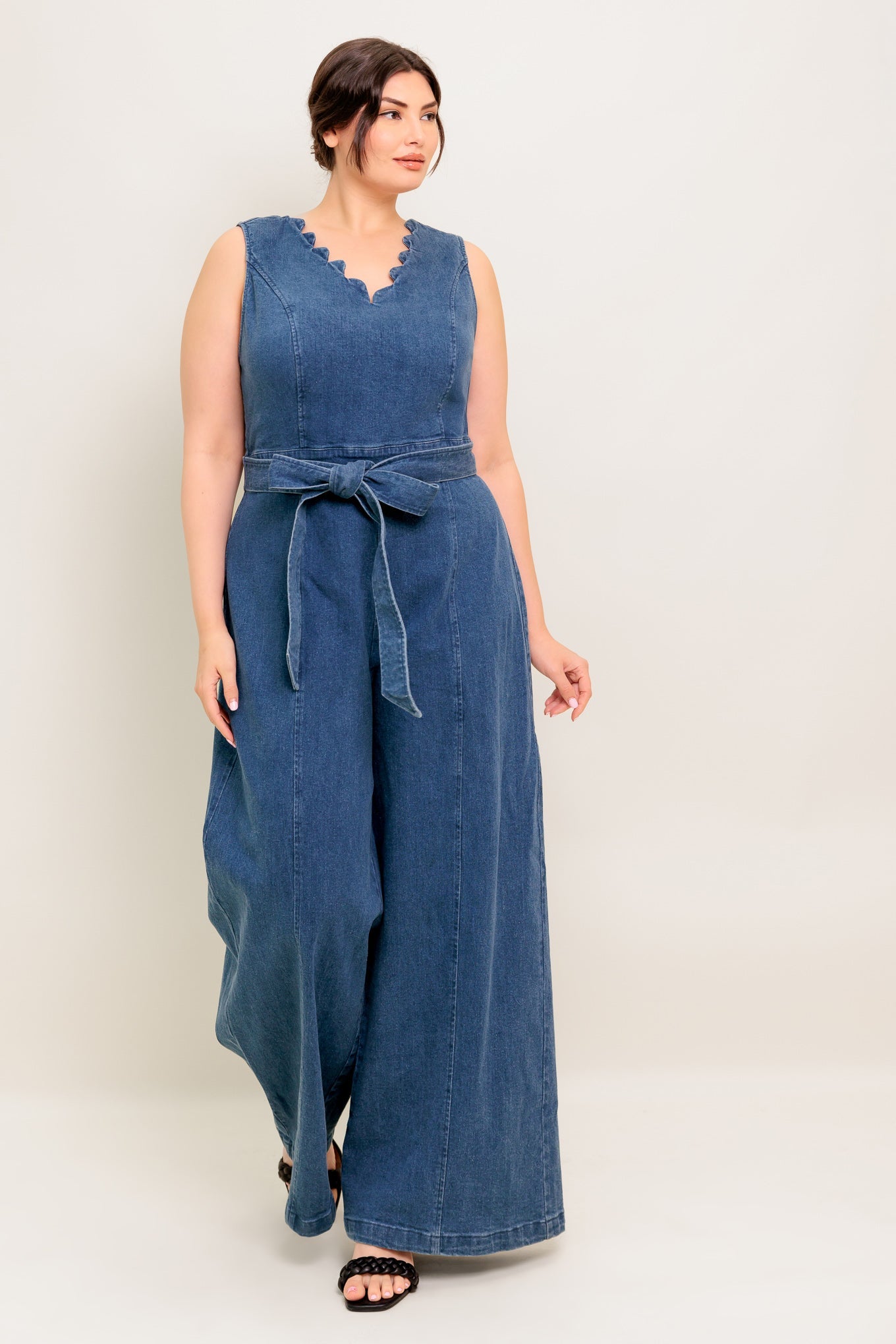 WHERE THE NIGHT MEDIUM INDIGO DENIM JUMPSUIT - 99% Cotton