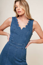 WHERE THE NIGHT MEDIUM INDIGO DENIM JUMPSUIT - 99% Cotton