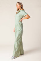 COUNT ME IN OLIVE WOVEN JUMPSUIT - 97% Cotton