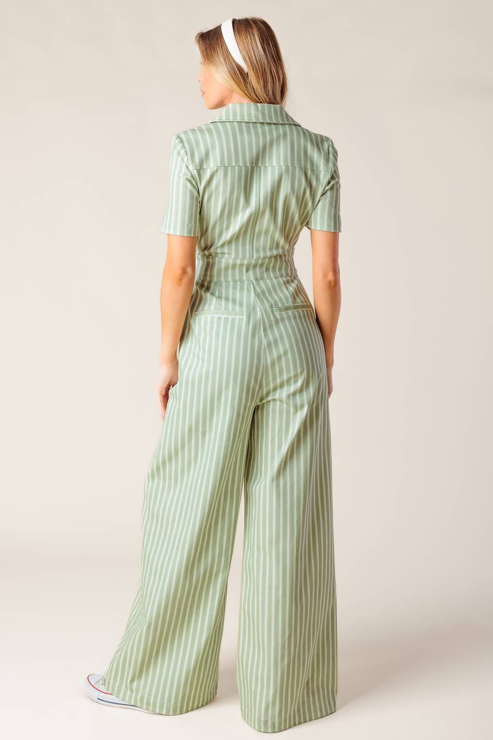 COUNT ME IN OLIVE WOVEN JUMPSUIT - 97% Cotton