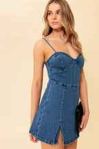 THE WAY TO LOVE DENIM SKORT ROMPER - 99% Cotton