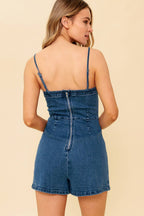 THE WAY TO LOVE DENIM SKORT ROMPER - 99% Cotton
