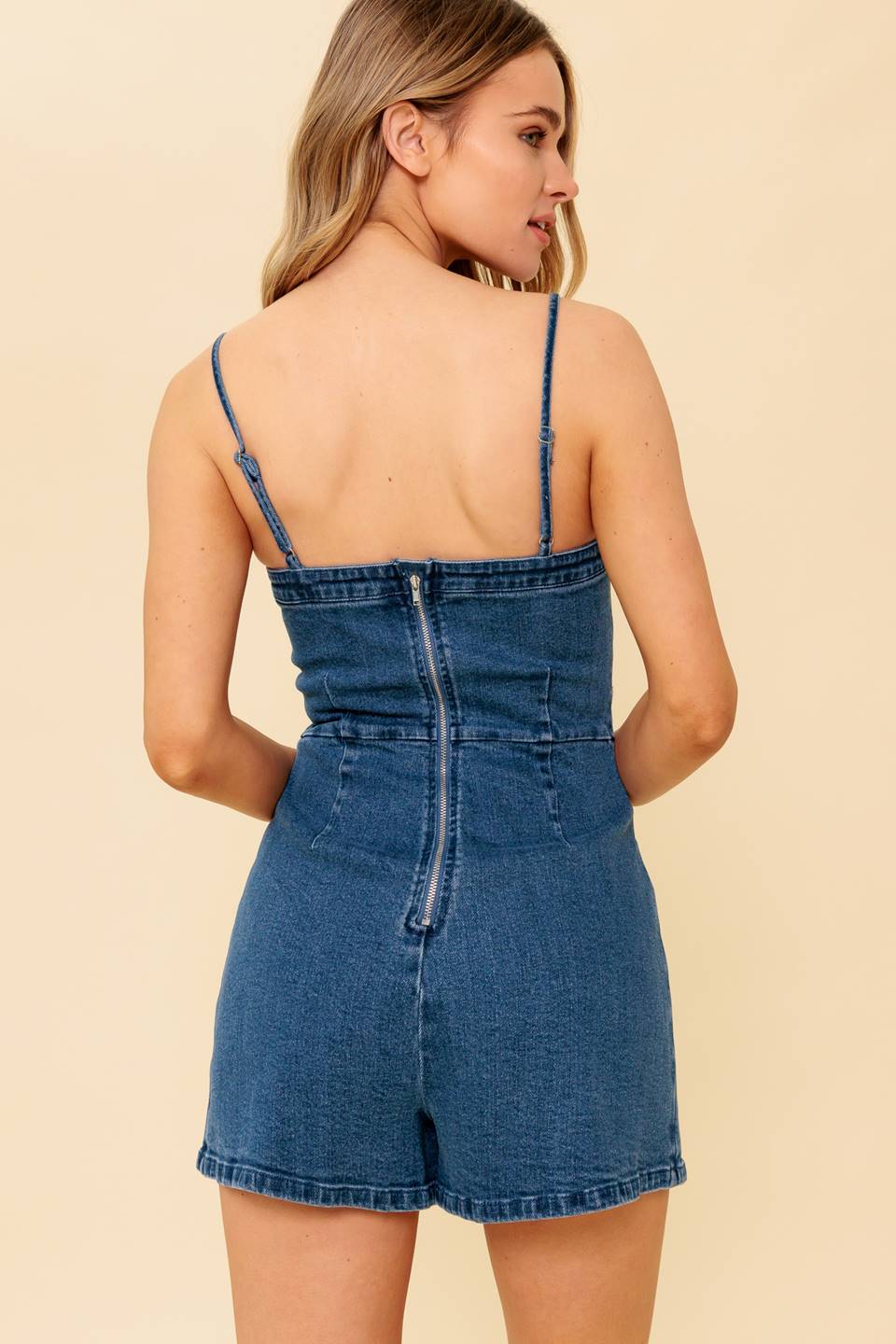 THE WAY TO LOVE DENIM SKORT ROMPER - 99% Cotton
