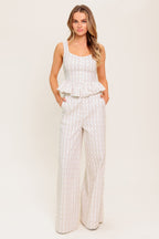 CITRUS FLOW IVORY WOVEN PANTS - 97% Cotton