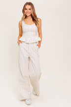 CITRUS FLOW IVORY WOVEN PANTS - 97% Cotton