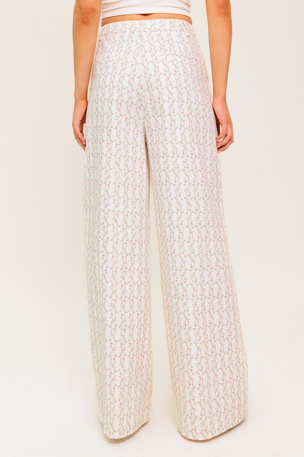 CITRUS FLOW IVORY WOVEN PANTS - 97% Cotton