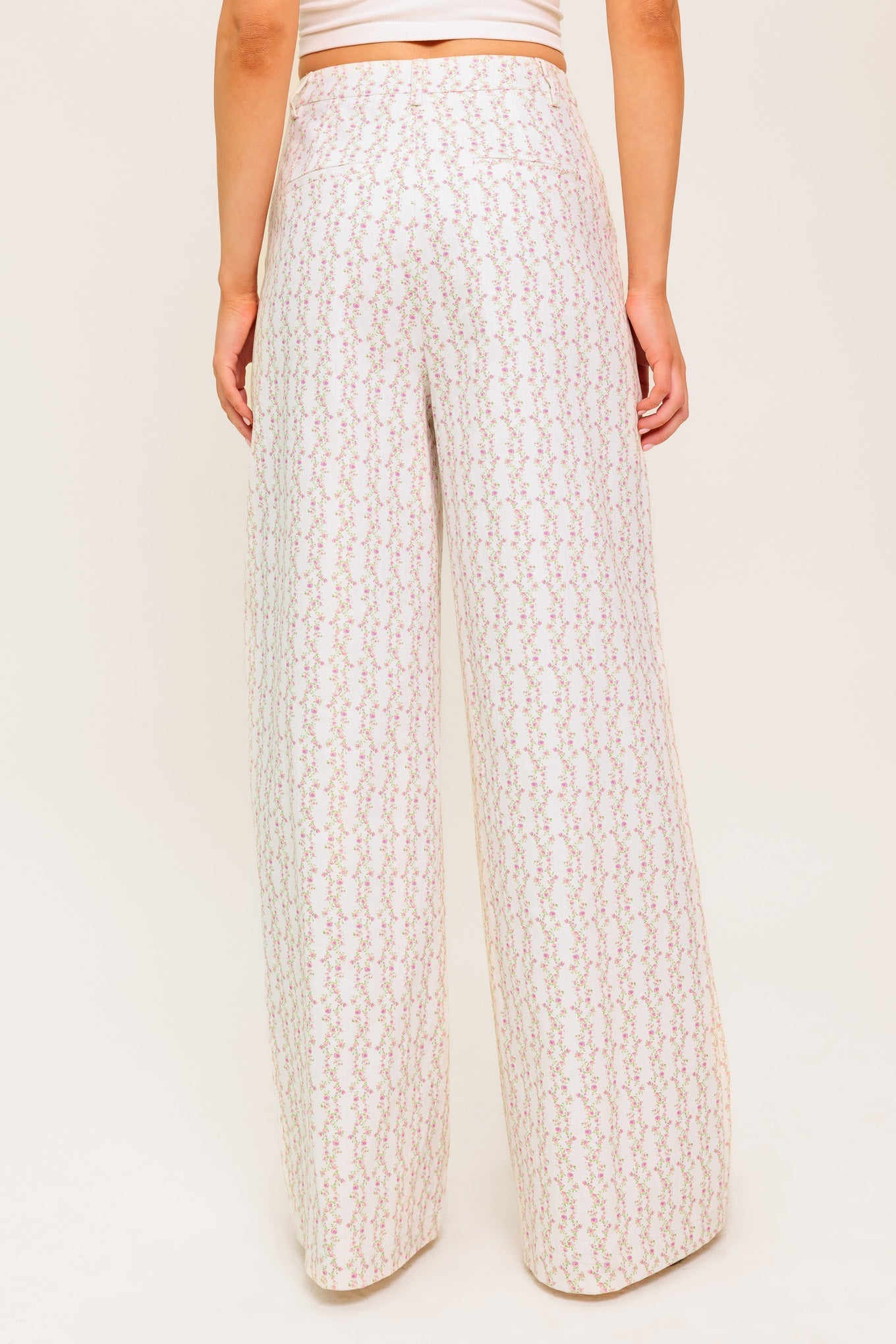 CITRUS FLOW IVORY WOVEN PANTS - 97% Cotton