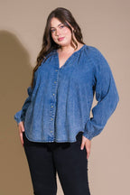 MUSING ABOUT YOU DENIM TOP - 90% Cotton