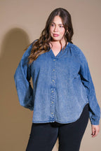 MUSING ABOUT YOU DENIM TOP - 90% Cotton