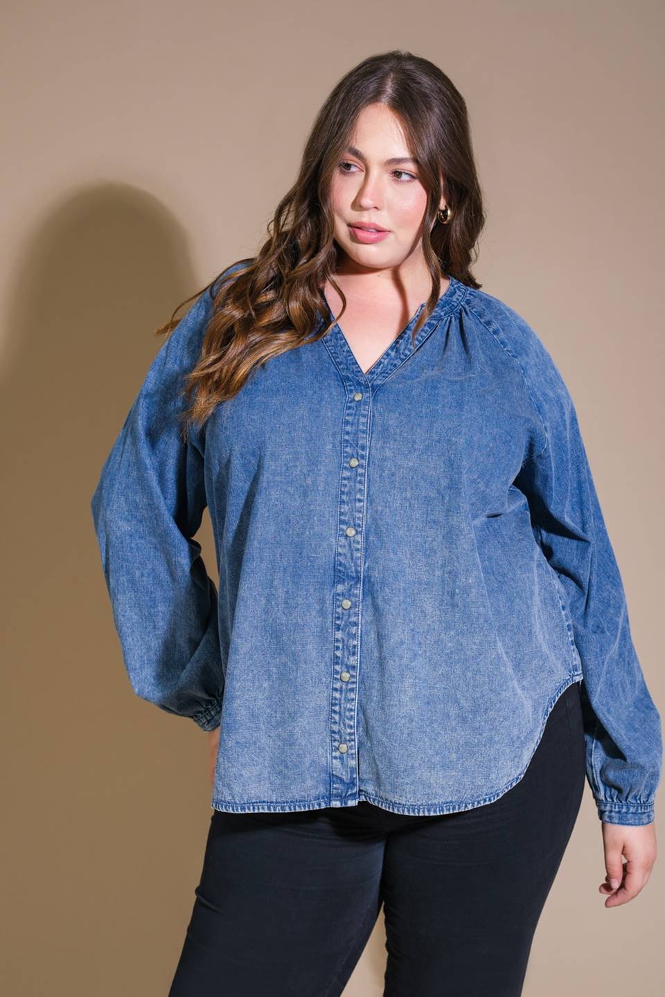MUSING ABOUT YOU DENIM TOP - 90% Cotton