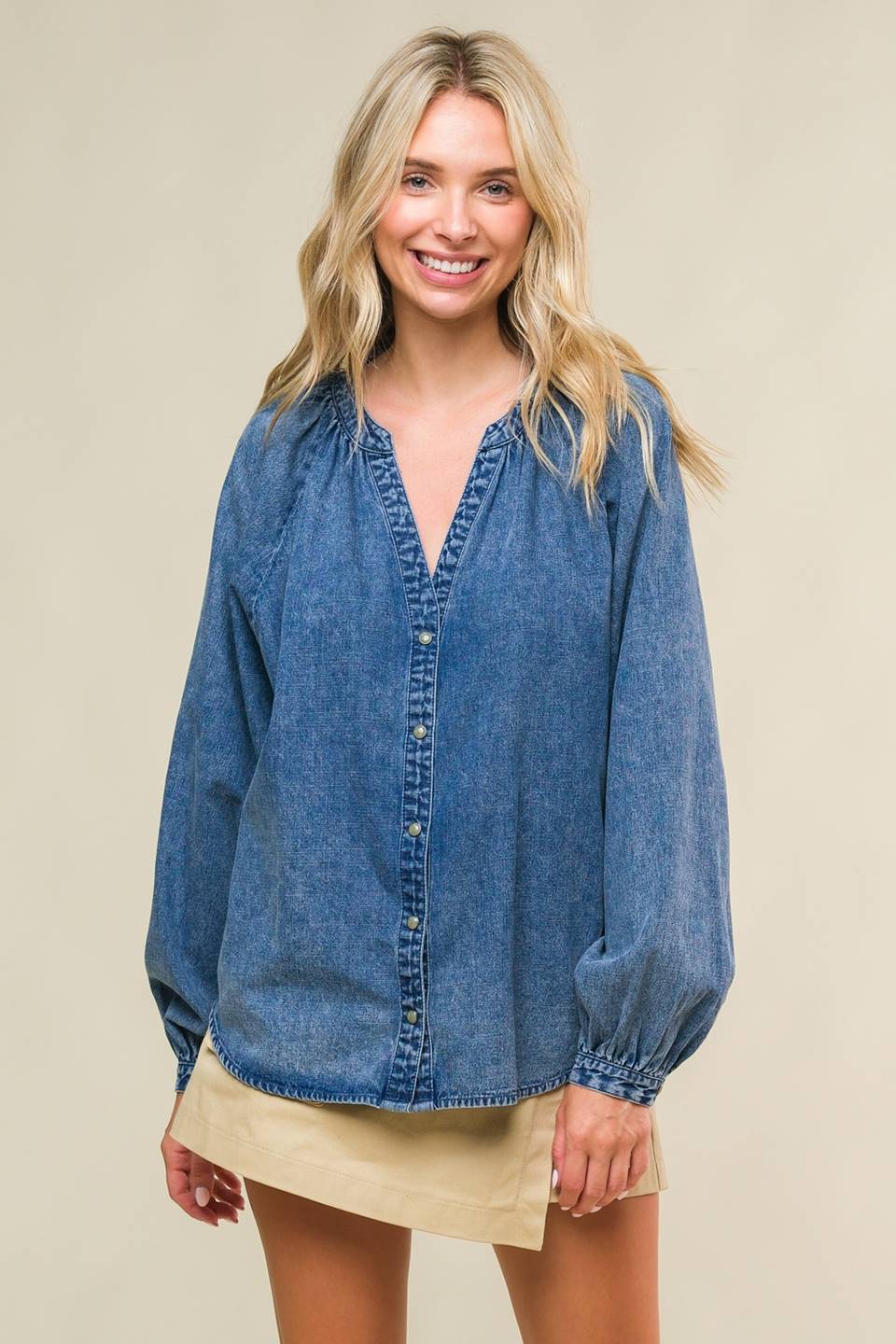 MUSING ABOUT YOU DENIM TOP - 90% Cotton