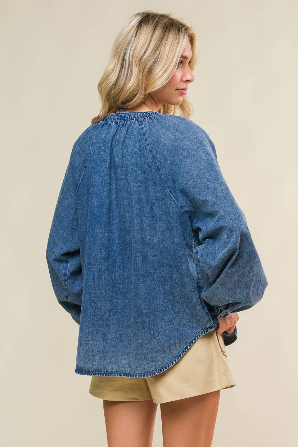 MUSING ABOUT YOU DENIM TOP - 90% Cotton