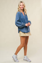 MUSING ABOUT YOU DENIM TOP - 90% Cotton