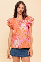 EVENING GLOW PINK WOVEN TOP