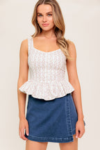 CITRUS FLOW IVORY WOVEN TOP - 97% Cotton