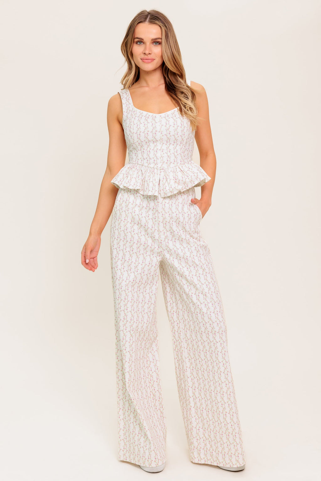 CITRUS FLOW IVORY WOVEN TOP - 97% Cotton