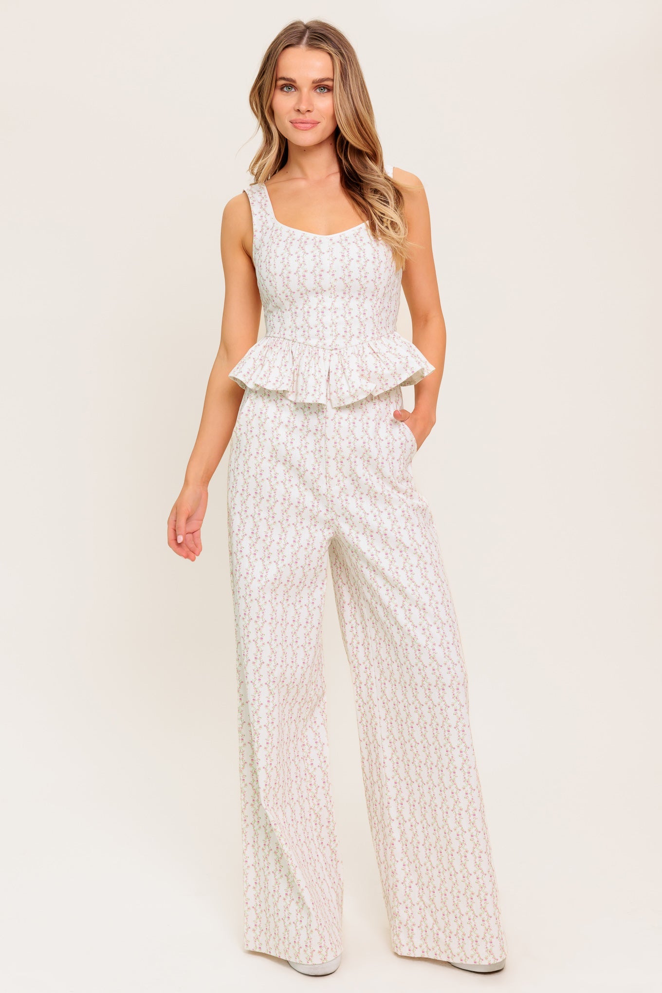 CITRUS FLOW IVORY WOVEN TOP - 97% Cotton