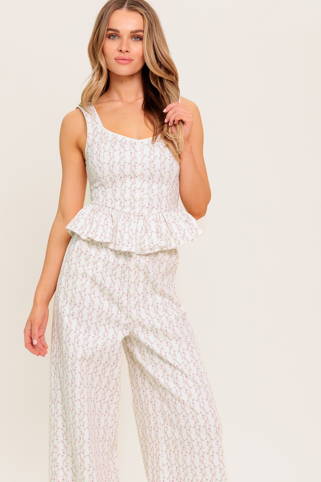 CITRUS FLOW IVORY WOVEN TOP - 97% Cotton