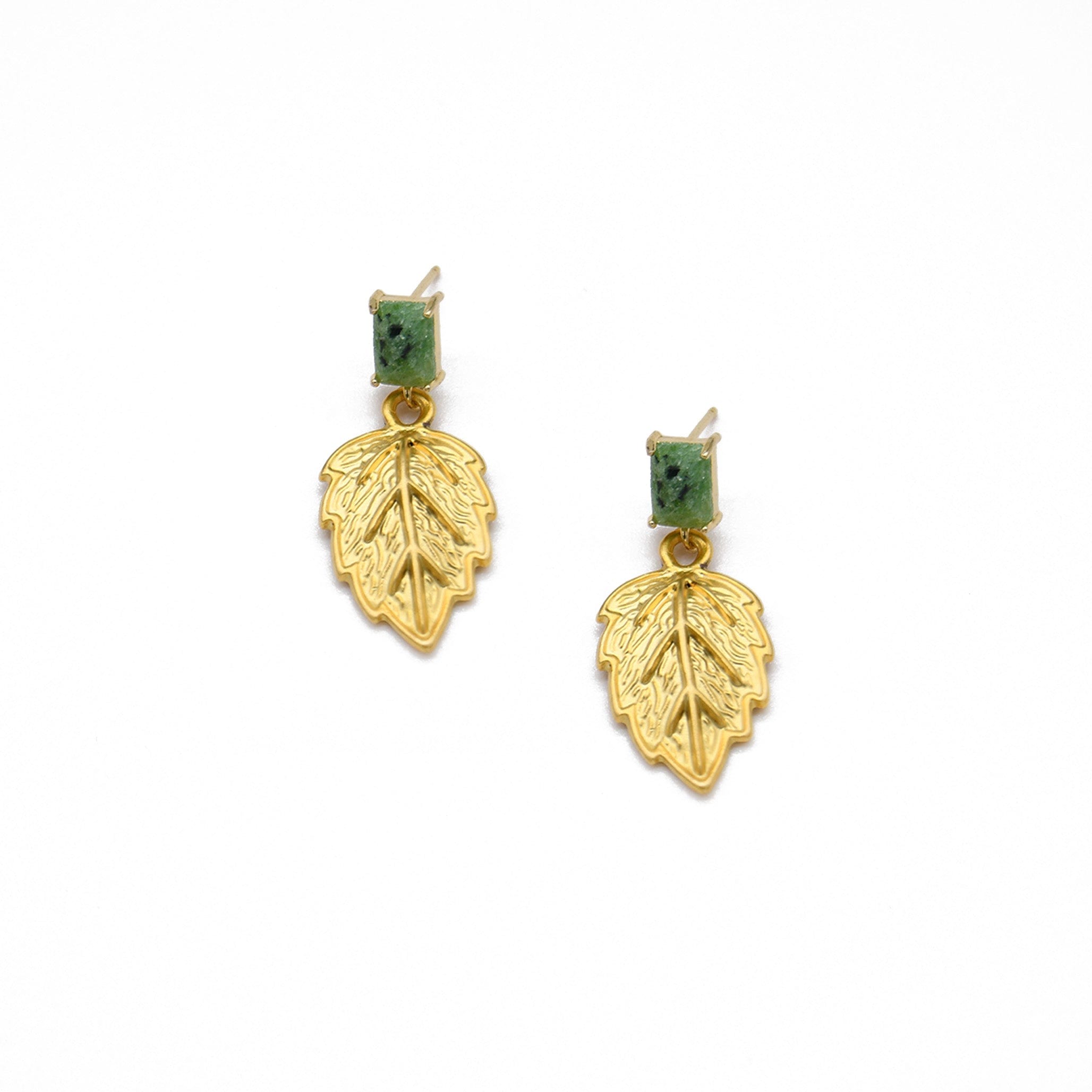 Jade Leaves Earring