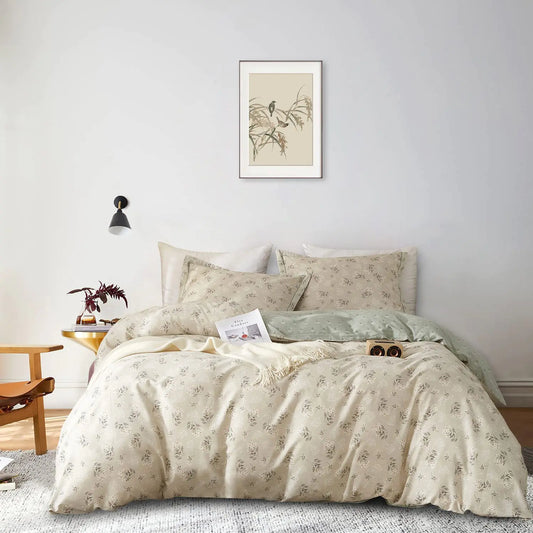 Boho Cotton Floral Twin Duvet Cover Bedding Set - The Peony Haus