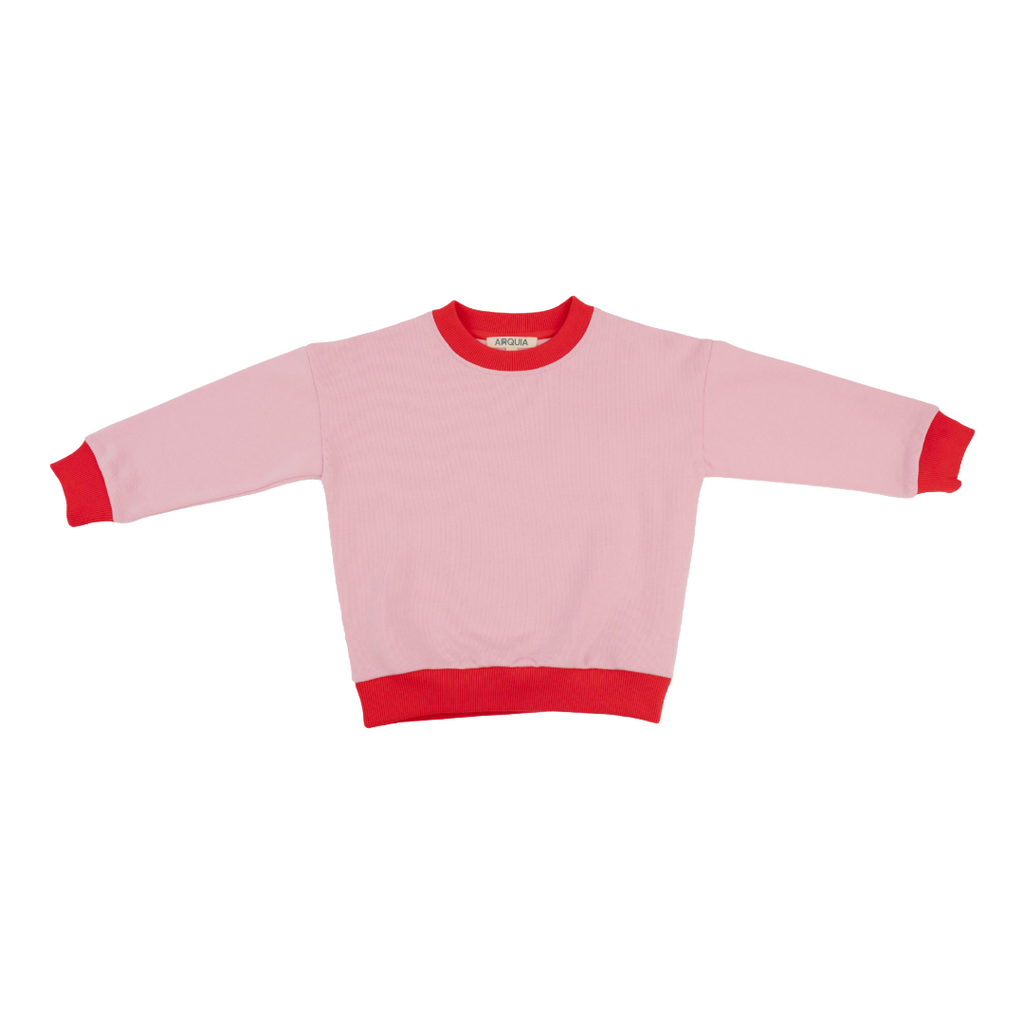 Kids Contrast Sweatshirt Pink with Red