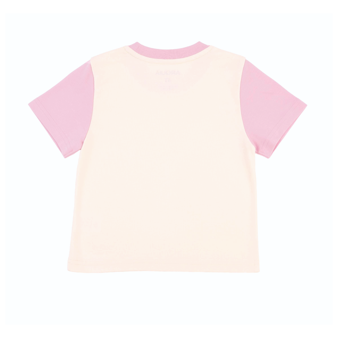 Kids Colorblock Tee White with Pink