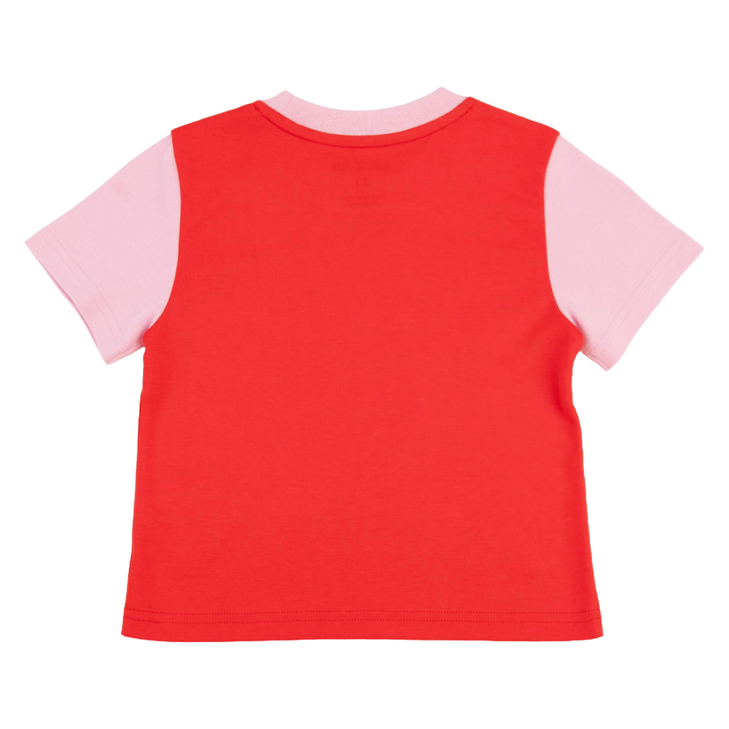 Kids Contrast Tee in Engine Red with Pink
