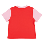 Kids Contrast Tee in Engine Red with Pink