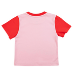 Kids Contrast Tee Pink with Engine Red