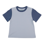 Kids Contrast Tee in Light Blue with Navy Blue